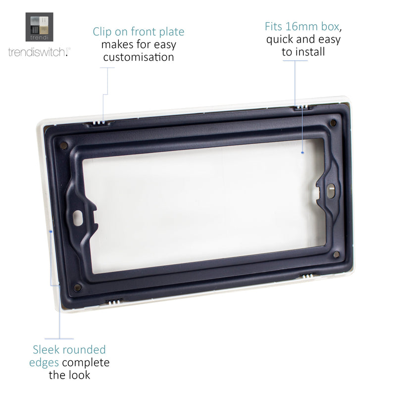 Load image into Gallery viewer, Trendi Switch ART-2BLKMD, Artistic Modern Double Blanking Plate, Midnight Blue Finish, BRITISH MADE, (25mm Back Box Required), 5yrs Warranty - 53559
