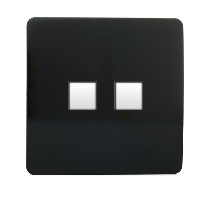 Trendi Switch ART-TLP+PCBK, Artistic Modern RJ11 Telephone & PC Ethernet Gloss Black Finish, BRITISH MADE, (35mm Back Box Required), 5yrs Warranty - 43931