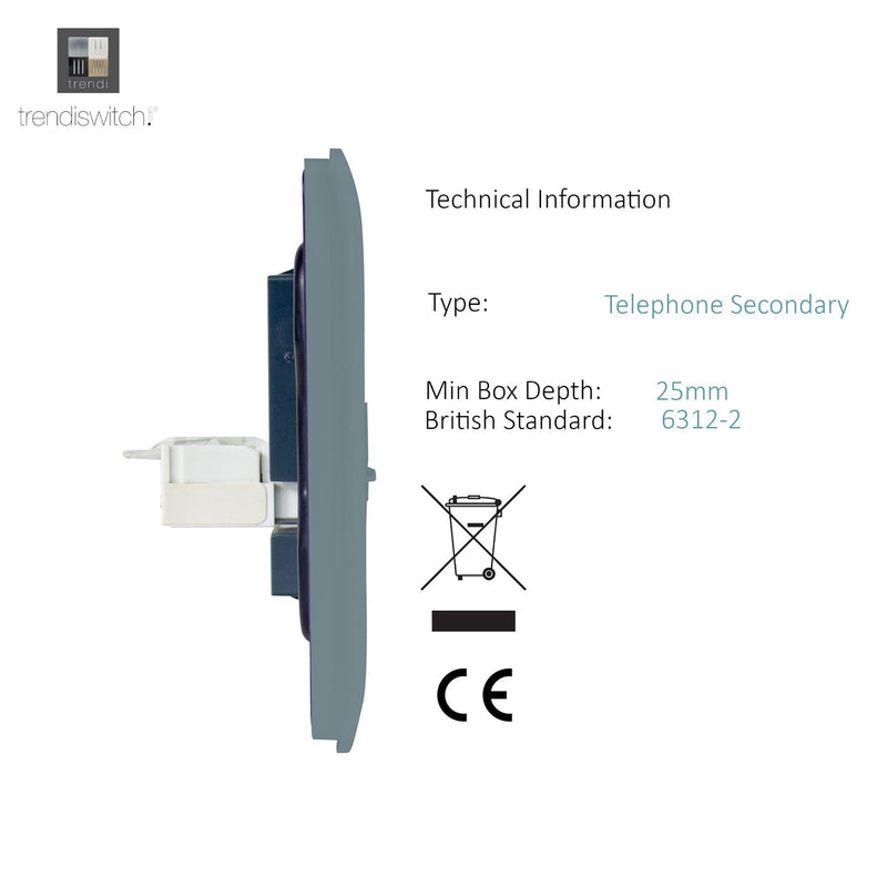 Load image into Gallery viewer, Trendi Switch ART-TLP+PCCG, Artistic Modern RJ11 Telephone &amp; PC Ethernet Cool Grey Finish, BRITISH MADE, (35mm Back Box Required), 5yrs Warranty - 54216
