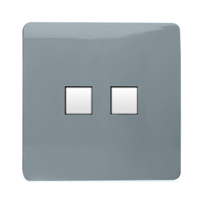 Trendi Switch ART-2PCCG, Artistic Modern Twin PC Ethernet Cat 5&6 Data Outlet Cool Grey Finish, BRITISH MADE, (35mm Back Box Required), 5yrs Warranty - 53611