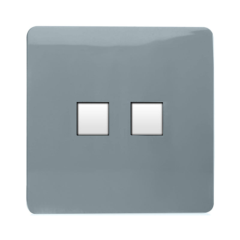 Load image into Gallery viewer, Trendi Switch ART-2PCCG, Artistic Modern Twin PC Ethernet Cat 5&amp;6 Data Outlet Cool Grey Finish, BRITISH MADE, (35mm Back Box Required), 5yrs Warranty - 53611
