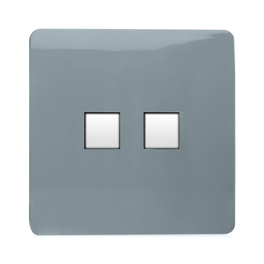Trendi Switch ART-TLP+PCCG, Artistic Modern RJ11 Telephone & PC Ethernet Cool Grey Finish, BRITISH MADE, (35mm Back Box Required), 5yrs Warranty - 54216