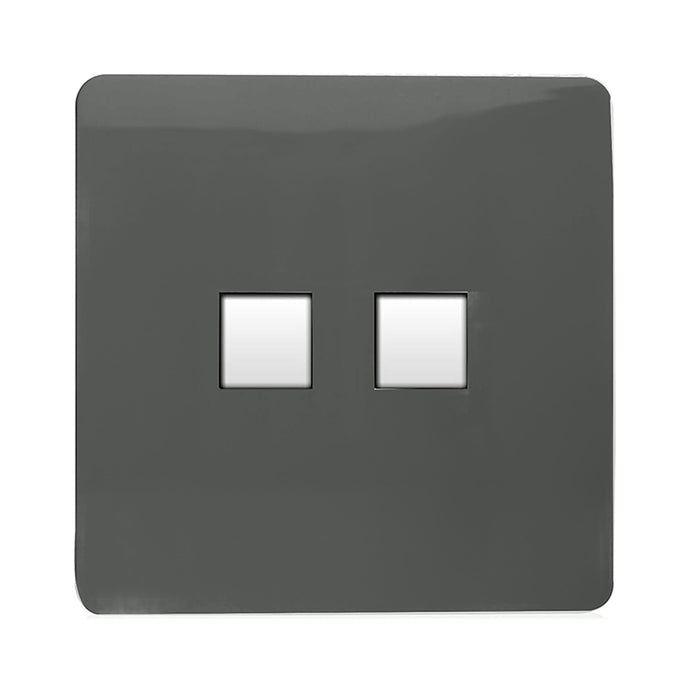 Trendi Switch ART-TLP+PCCH, Artistic Modern RJ11 Telephone & PC Ethernet Charcoal Finish, BRITISH MADE, (35mm Back Box Required), 5yrs Warranty - 54217