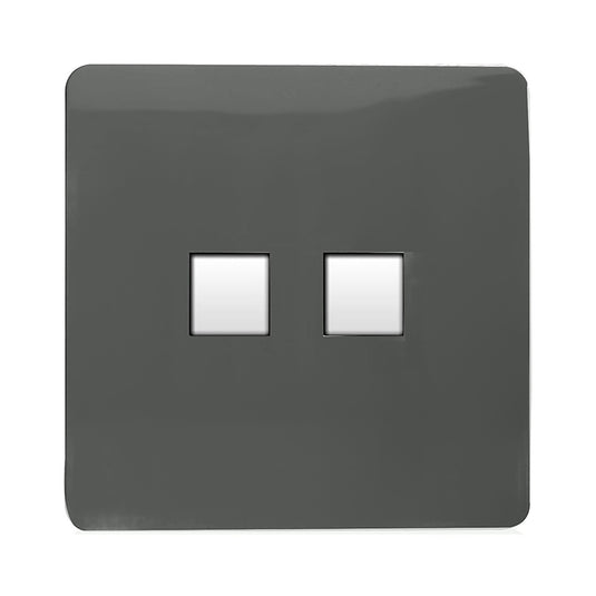 Trendi Switch ART-TLP+PCCH, Artistic Modern RJ11 Telephone & PC Ethernet Charcoal Finish, BRITISH MADE, (35mm Back Box Required), 5yrs Warranty - 54217