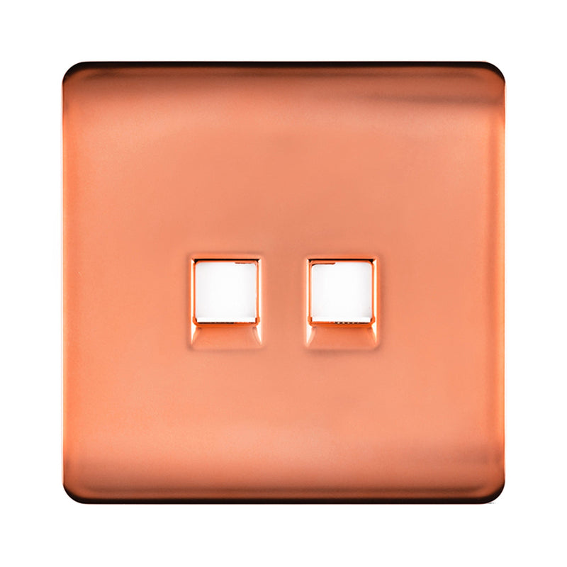 Load image into Gallery viewer, Trendi Switch ART-TLP+PCCPR, Artistic Modern RJ11 Telephone &amp; PC Ethernet Copper Finish, BRITISH MADE, (35mm Back Box Required), 5yrs Warranty - 54218
