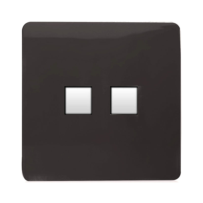 Load image into Gallery viewer, Trendi Switch ART-TLP+PCDB, Artistic Modern RJ11 Telephone &amp; PC Ethernet Dark Brown Finish, BRITISH MADE, (35mm Back Box Required), 5yrs Warranty - 54219
