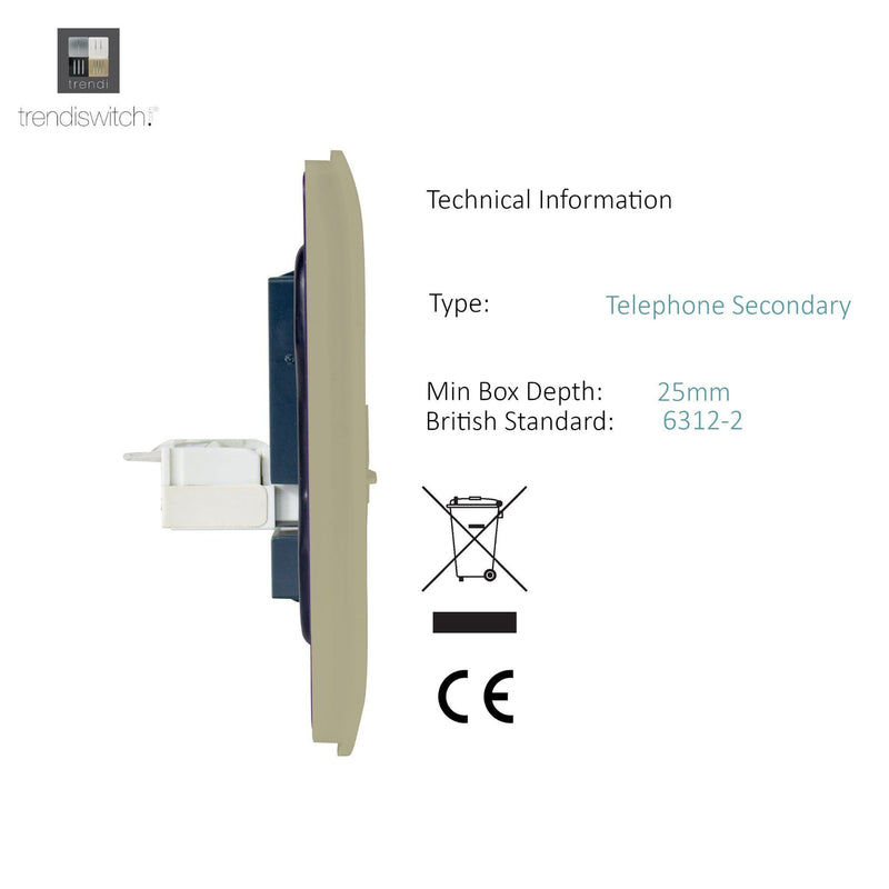 Load image into Gallery viewer, Trendi Switch ART-TLP+PCGO, Artistic Modern RJ11 Telephone &amp; PC Ethernet Champagne Gold Finish, BRITISH MADE, (35mm Back Box Required), 5yrs Warranty - 43932

