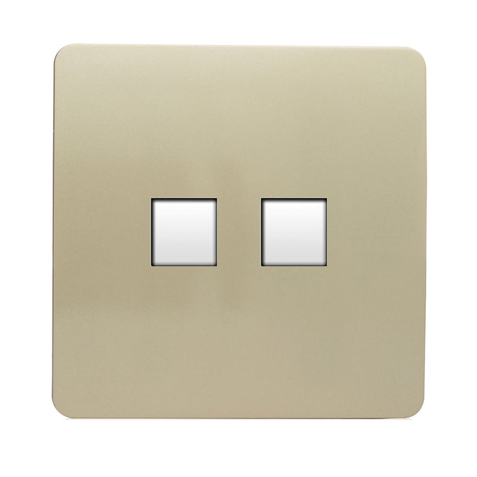 Trendi Switch ART-TLP+PCGO, Artistic Modern RJ11 Telephone & PC Ethernet Champagne Gold Finish, BRITISH MADE, (35mm Back Box Required), 5yrs Warranty - 43932