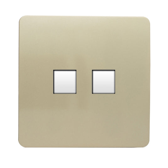 Trendi Switch ART-2TLPGO, Artistic Modern Twin RJ11 Telephone Champagne Gold Finish, BRITISH MADE, (35mm Back Box Required), 5yrs Warranty - 43843