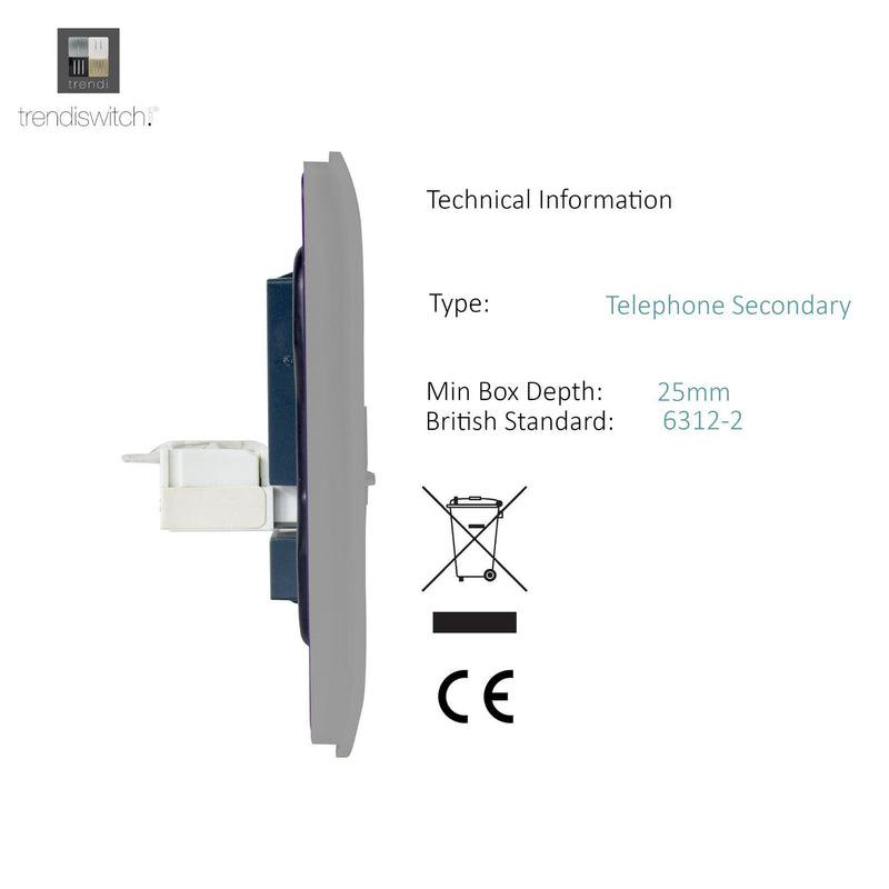 Load image into Gallery viewer, Trendi Switch ART-TLP+PCLG, Artistic Modern RJ11 Telephone &amp; PC Ethernet Light Grey Finish, BRITISH MADE, (35mm Back Box Required), 5yrs Warranty - 54221
