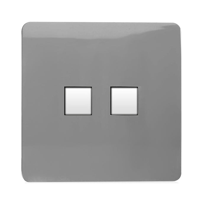 Trendi Switch ART-TLP+PCLG, Artistic Modern RJ11 Telephone & PC Ethernet Light Grey Finish, BRITISH MADE, (35mm Back Box Required), 5yrs Warranty - 54221