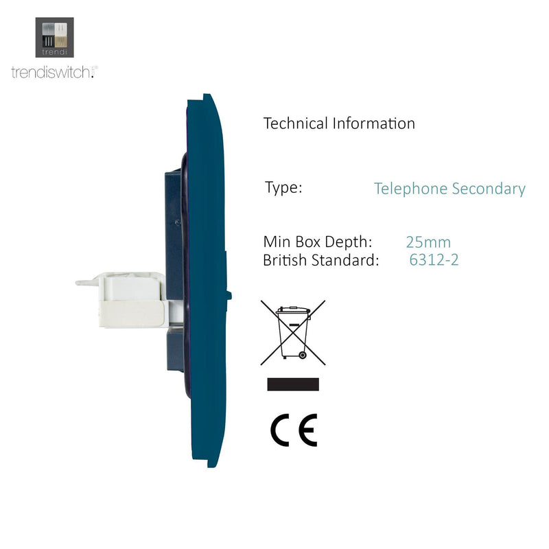 Load image into Gallery viewer, Trendi Switch ART-2TLPMD, Artistic Modern Twin RJ11 Telephone Midnight Blue Finish, BRITISH MADE, (35mm Back Box Required), 5yrs Warranty - 53658
