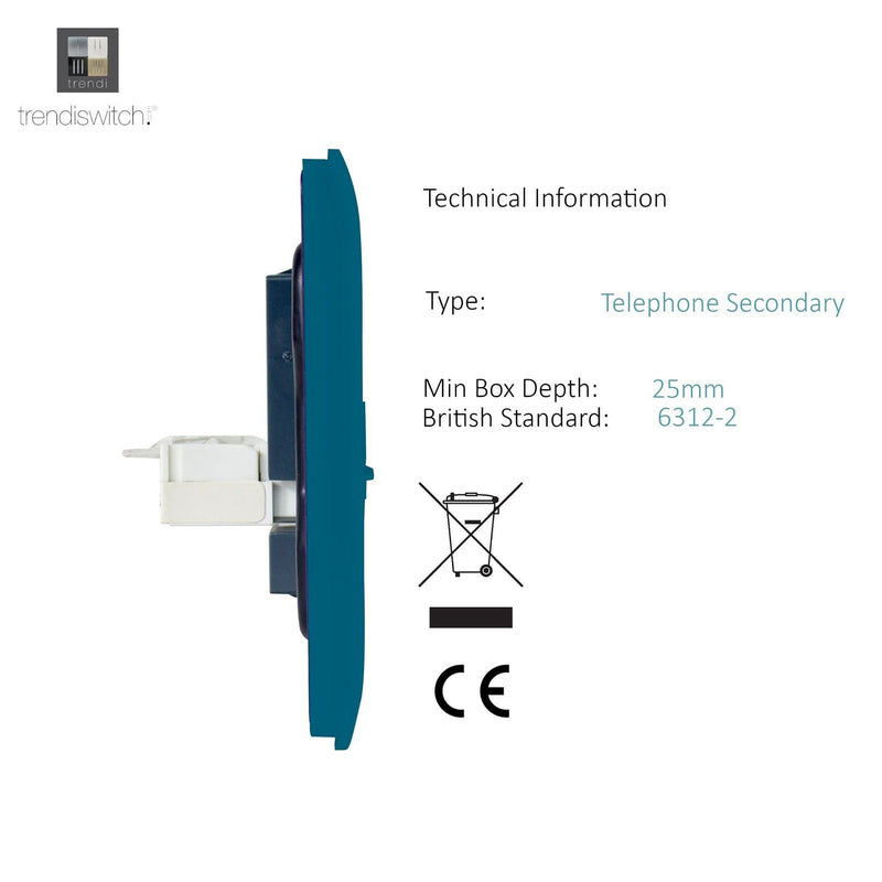 Load image into Gallery viewer, Trendi Switch ART-TLP+PCOB, Artistic Modern RJ11 Telephone &amp; PC Ethernet Ocean Blue Finish, BRITISH MADE, (35mm Back Box Required), 5yrs Warranty - 54225
