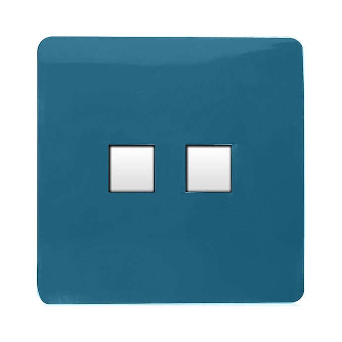 Trendi Switch ART-TLP+PCOB, Artistic Modern RJ11 Telephone & PC Ethernet Ocean Blue Finish, BRITISH MADE, (35mm Back Box Required), 5yrs Warranty - 54225