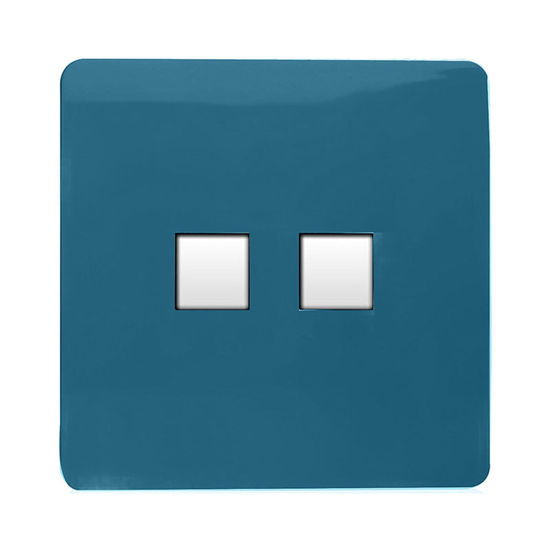 Load image into Gallery viewer, Trendi Switch ART-TLP+PCOB, Artistic Modern RJ11 Telephone &amp; PC Ethernet Ocean Blue Finish, BRITISH MADE, (35mm Back Box Required), 5yrs Warranty - 54225
