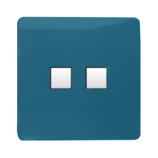 Trendi Switch ART-TLP+PCOB, Artistic Modern RJ11 Telephone & PC Ethernet Ocean Blue Finish, BRITISH MADE, (35mm Back Box Required), 5yrs Warranty - 54225