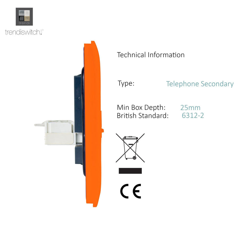 Load image into Gallery viewer, Trendi Switch ART-2PCOR, Artistic Modern Twin PC Ethernet Cat 5&amp;6 Data Outlet Orange Finish, BRITISH MADE, (35mm Back Box Required), 5yrs Warranty - 53621

