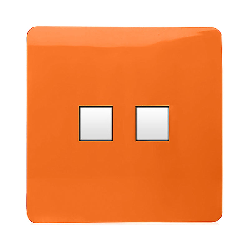 Load image into Gallery viewer, Trendi Switch ART-2PCOR, Artistic Modern Twin PC Ethernet Cat 5&amp;6 Data Outlet Orange Finish, BRITISH MADE, (35mm Back Box Required), 5yrs Warranty - 53621
