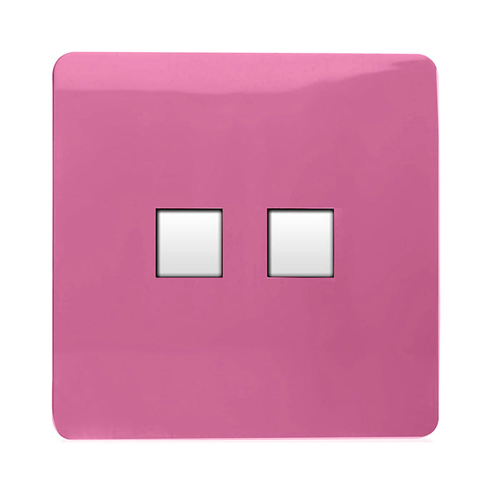 Trendi Switch ART-TLP+PCPK, Artistic Modern RJ11 Telephone & PC Ethernet Pink Finish, BRITISH MADE, (35mm Back Box Required), 5yrs Warranty - 54227