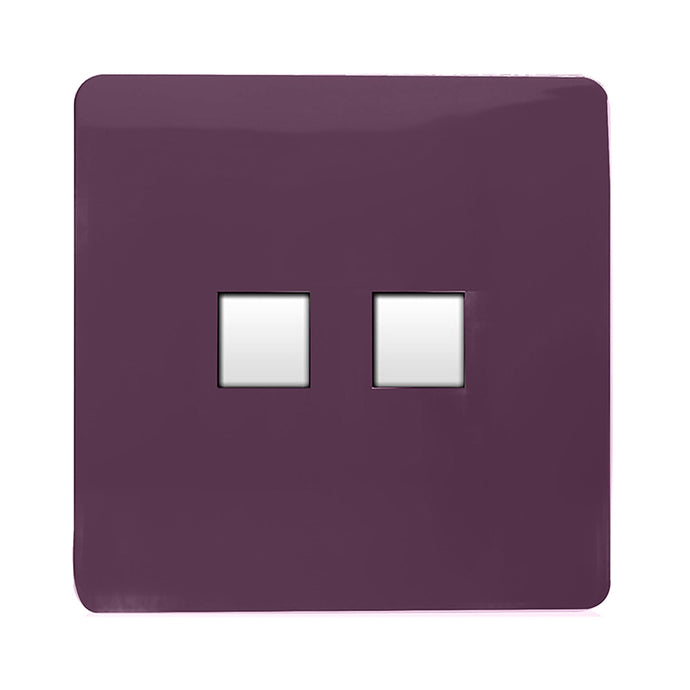 Trendi Switch ART-TLP+PCPL, Artistic Modern RJ11 Telephone & PC Ethernet Plum Finish, BRITISH MADE, (35mm Back Box Required), 5yrs Warranty - 54228