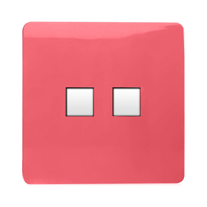 Trendi Switch ART-2PCSB, Artistic Modern Twin PC Ethernet Cat 5&6 Data Outlet Strawberry Finish, BRITISH MADE, (35mm Back Box Required), 5yrs Warranty - 53624