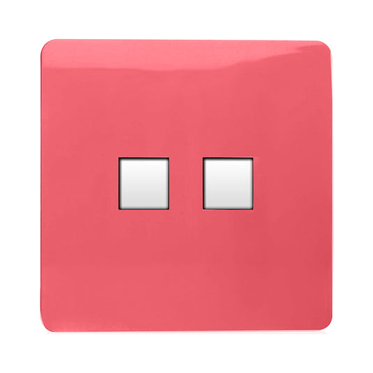 Trendi Switch ART-2PCSB, Artistic Modern Twin PC Ethernet Cat 5&6 Data Outlet Strawberry Finish, BRITISH MADE, (35mm Back Box Required), 5yrs Warranty - 53624