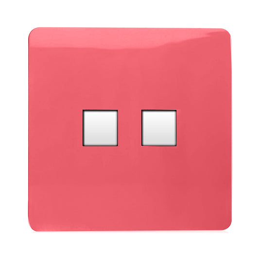 Trendi Switch ART-TLP+PCSB, Artistic Modern RJ11 Telephone & PC Ethernet Strawberry Finish, BRITISH MADE, (35mm Back Box Required), 5yrs Warranty - 54229