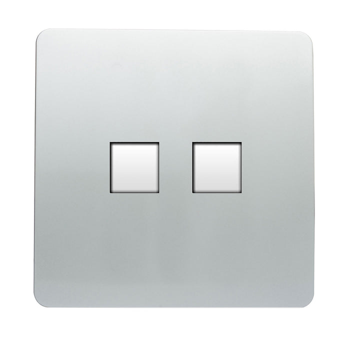 Trendi Switch ART-TLP+PCSI, Artistic Modern RJ11 Telephone & PC Ethernet Silver Finish, BRITISH MADE, (35mm Back Box Required), 5yrs Warranty - 43934