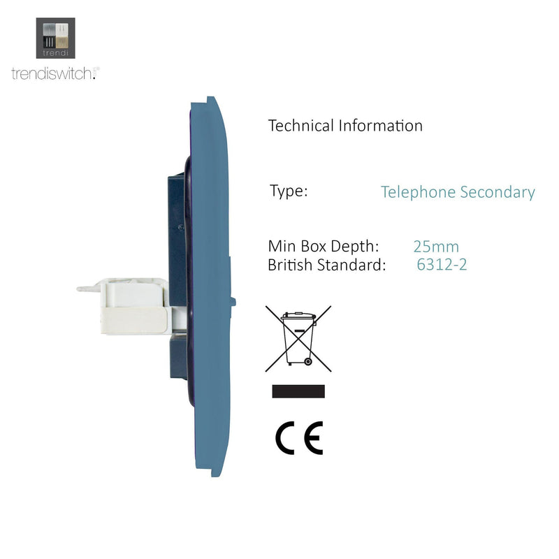 Load image into Gallery viewer, Trendi Switch ART-2TLPSK, Artistic Modern Twin RJ11 Telephone Sky Finish, BRITISH MADE, (35mm Back Box Required), 5yrs Warranty - 53666
