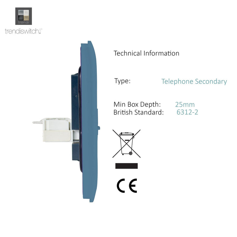 Load image into Gallery viewer, Trendi Switch ART-TLP+PCSK, Artistic Modern RJ11 Telephone &amp; PC Ethernet Sky Finish, BRITISH MADE, (35mm Back Box Required), 5yrs Warranty - 54230
