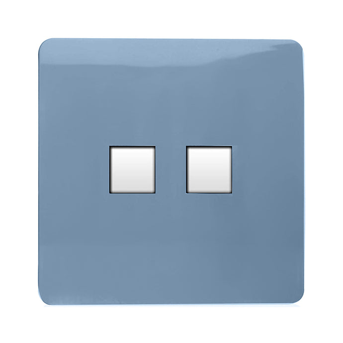 Trendi Switch ART-TLP+PCSK, Artistic Modern RJ11 Telephone & PC Ethernet Sky Finish, BRITISH MADE, (35mm Back Box Required), 5yrs Warranty - 54230
