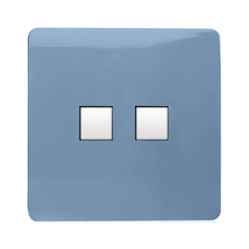 Load image into Gallery viewer, Trendi Switch ART-TLP+PCSK, Artistic Modern RJ11 Telephone &amp; PC Ethernet Sky Finish, BRITISH MADE, (35mm Back Box Required), 5yrs Warranty - 54230

