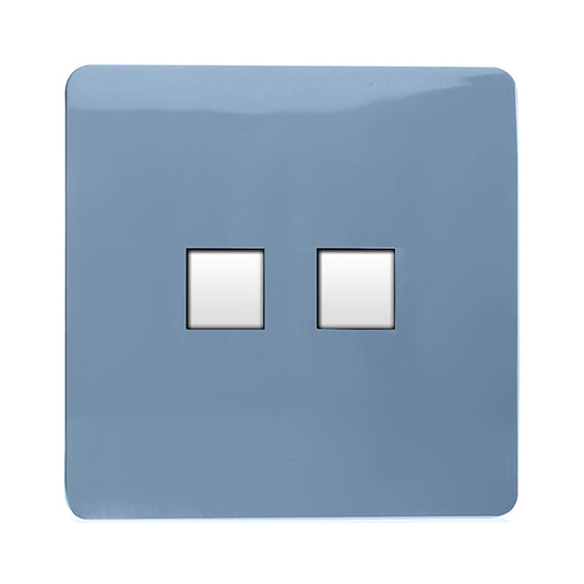 Trendi Switch ART-TLP+PCSK, Artistic Modern RJ11 Telephone & PC Ethernet Sky Finish, BRITISH MADE, (35mm Back Box Required), 5yrs Warranty - 54230