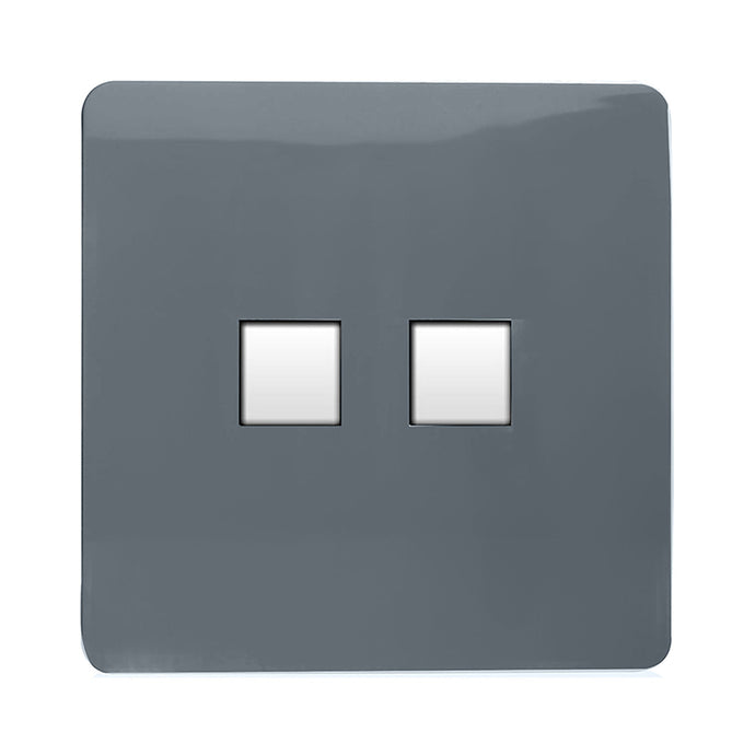 Trendi Switch ART-TLP+PCWG, Artistic Modern RJ11 Telephone & PC Ethernet Warm Grey Finish, BRITISH MADE, (35mm Back Box Required), 5yrs Warranty - 54231
