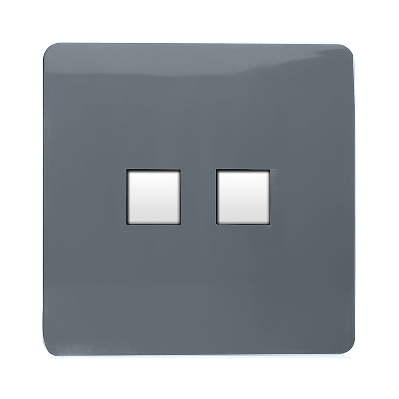 Load image into Gallery viewer, Trendi Switch ART-TLP+PCWG, Artistic Modern RJ11 Telephone &amp; PC Ethernet Warm Grey Finish, BRITISH MADE, (35mm Back Box Required), 5yrs Warranty - 54231
