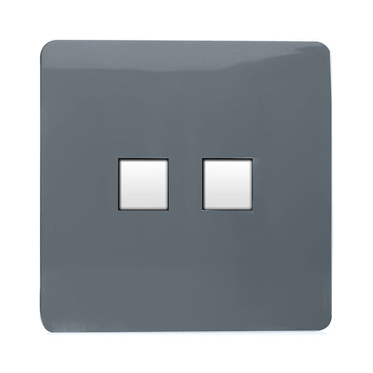 Trendi Switch ART-TLP+PCWG, Artistic Modern RJ11 Telephone & PC Ethernet Warm Grey Finish, BRITISH MADE, (35mm Back Box Required), 5yrs Warranty - 54231