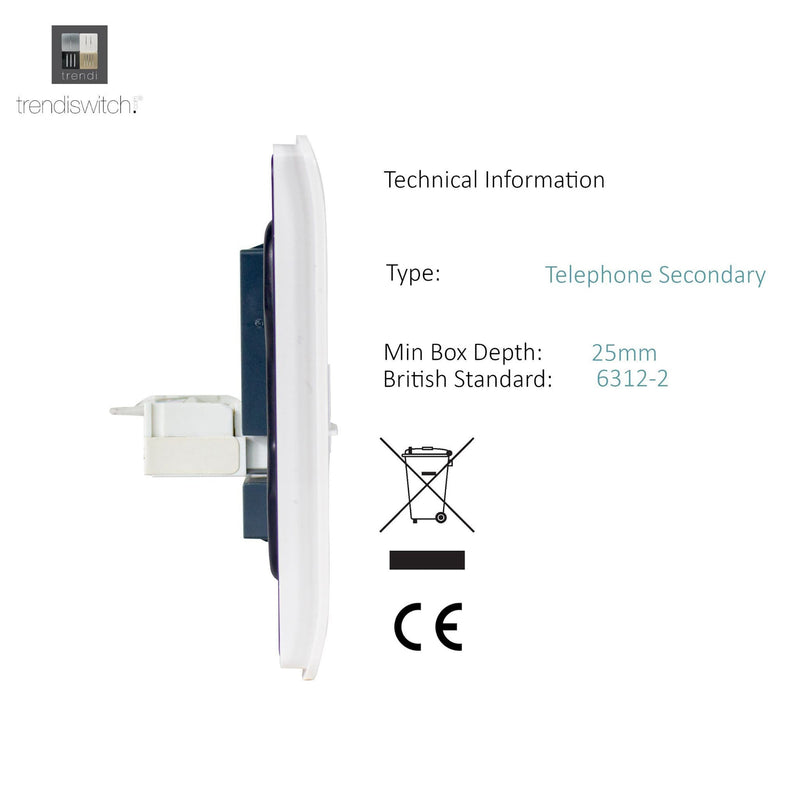 Load image into Gallery viewer, Trendi Switch ART-2PCWH, Artistic Modern Twin PC Ethernet Cat 5&amp;6 Data Outlet Gloss White Finish, BRITISH MADE, (35mm Back Box Required), 5yrs Warranty - 43841
