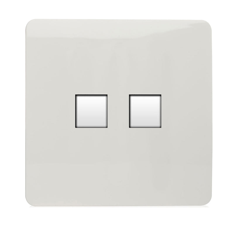 Load image into Gallery viewer, Trendi Switch ART-2PCWH, Artistic Modern Twin PC Ethernet Cat 5&amp;6 Data Outlet Gloss White Finish, BRITISH MADE, (35mm Back Box Required), 5yrs Warranty - 43841
