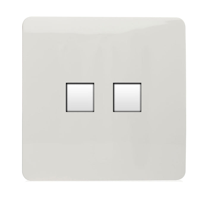Trendi Switch ART-TLP+PCWH, Artistic Modern RJ11 Telephone & PC Ethernet Gloss White Finish, BRITISH MADE, (35mm Back Box Required), 5yrs Warranty - 43935