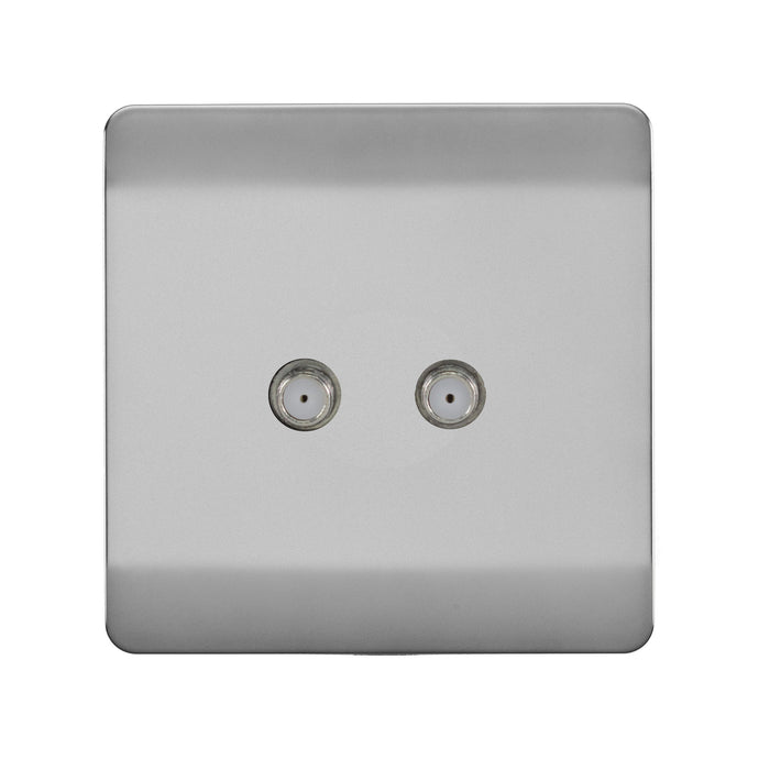 Trendi Switch ART-2SATBS, Artistic Modern 2 Gang Male F-Type Satellite Television Socket Brushed Steel, (25mm Back Box Required), 5yrs Warranty - 53628