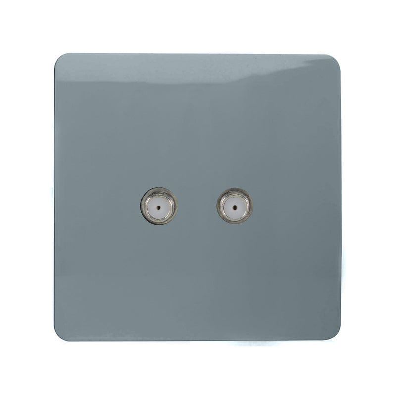 Load image into Gallery viewer, Trendi Switch ART-2SATCG, Artistic Modern 2 Gang Male F-Type Satellite Television Socket Cool Grey, (25mm Back Box Required), 5yrs Warranty - 53630
