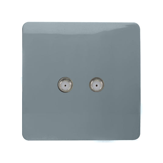 Trendi Switch ART-2SATCG, Artistic Modern 2 Gang Male F-Type Satellite Television Socket Cool Grey, (25mm Back Box Required), 5yrs Warranty - 53630