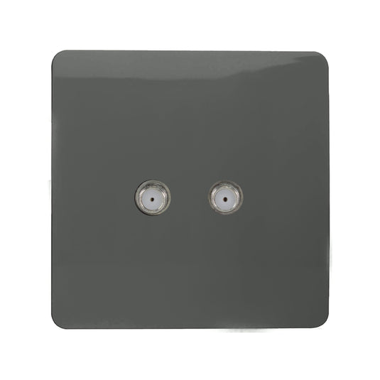 Trendi Switch ART-2SATCH, Artistic Modern 2 Gang Male F-Type Satellite Television Socket Charcoal, (25mm Back Box Required), 5yrs Warranty - 53631