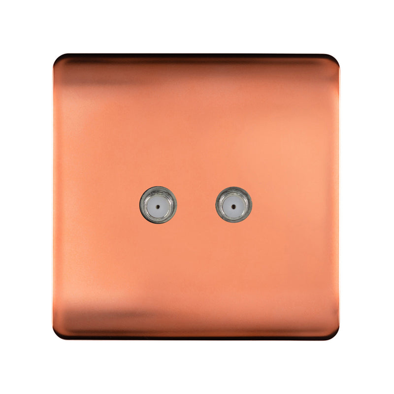 Load image into Gallery viewer, Trendi Switch ART-2SATCPR, Artistic Modern 2 Gang Male F-Type Satellite Television Socket Copper, (25mm Back Box Required), 5yrs Warranty - 53632
