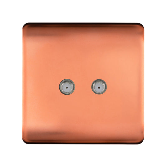 Trendi Switch ART-2SATCPR, Artistic Modern 2 Gang Male F-Type Satellite Television Socket Copper, (25mm Back Box Required), 5yrs Warranty - 53632