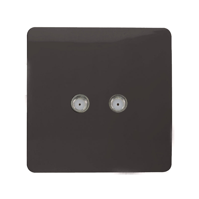 Load image into Gallery viewer, Trendi Switch ART-2SATDB, Artistic Modern 2 Gang Male F-Type Satellite Television Socket Dark Brown, (25mm Back Box Required), 5yrs Warranty - 53633
