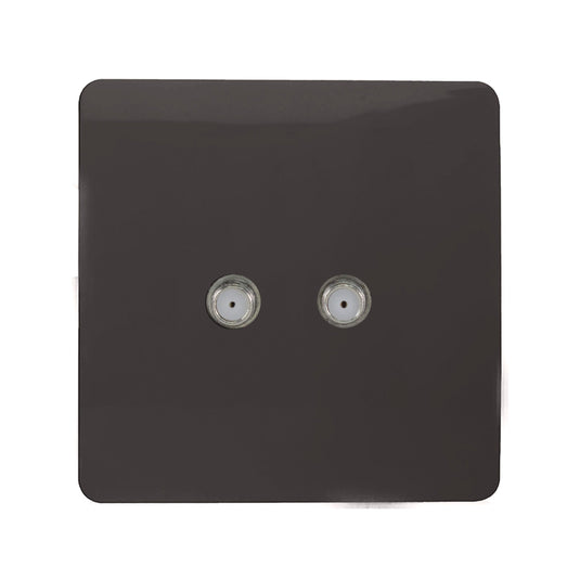 Trendi Switch ART-2SATDB, Artistic Modern 2 Gang Male F-Type Satellite Television Socket Dark Brown, (25mm Back Box Required), 5yrs Warranty - 53633