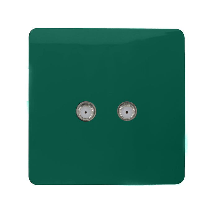 Trendi Switch ART-2SATDG, Artistic Modern 2 Gang Male F-Type Satellite Television Socket Dark Green, (25mm Back Box Required), 5yrs Warranty - 53634