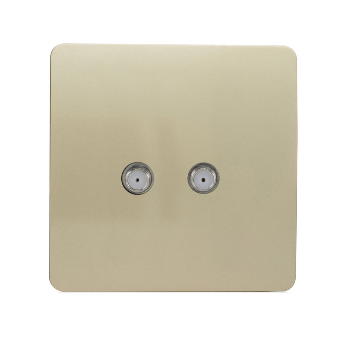 Trendi Switch ART-2SATGO, Artistic Modern 2 Gang Male F-Type Satellite Television Socket Champagne Gold, (25mm Back Box Required), 5yrs Warranty - 53635