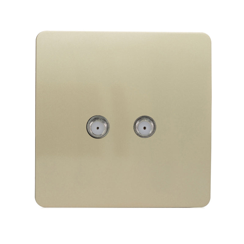 Load image into Gallery viewer, Trendi Switch ART-2SATGO, Artistic Modern 2 Gang Male F-Type Satellite Television Socket Champagne Gold, (25mm Back Box Required), 5yrs Warranty - 53635
